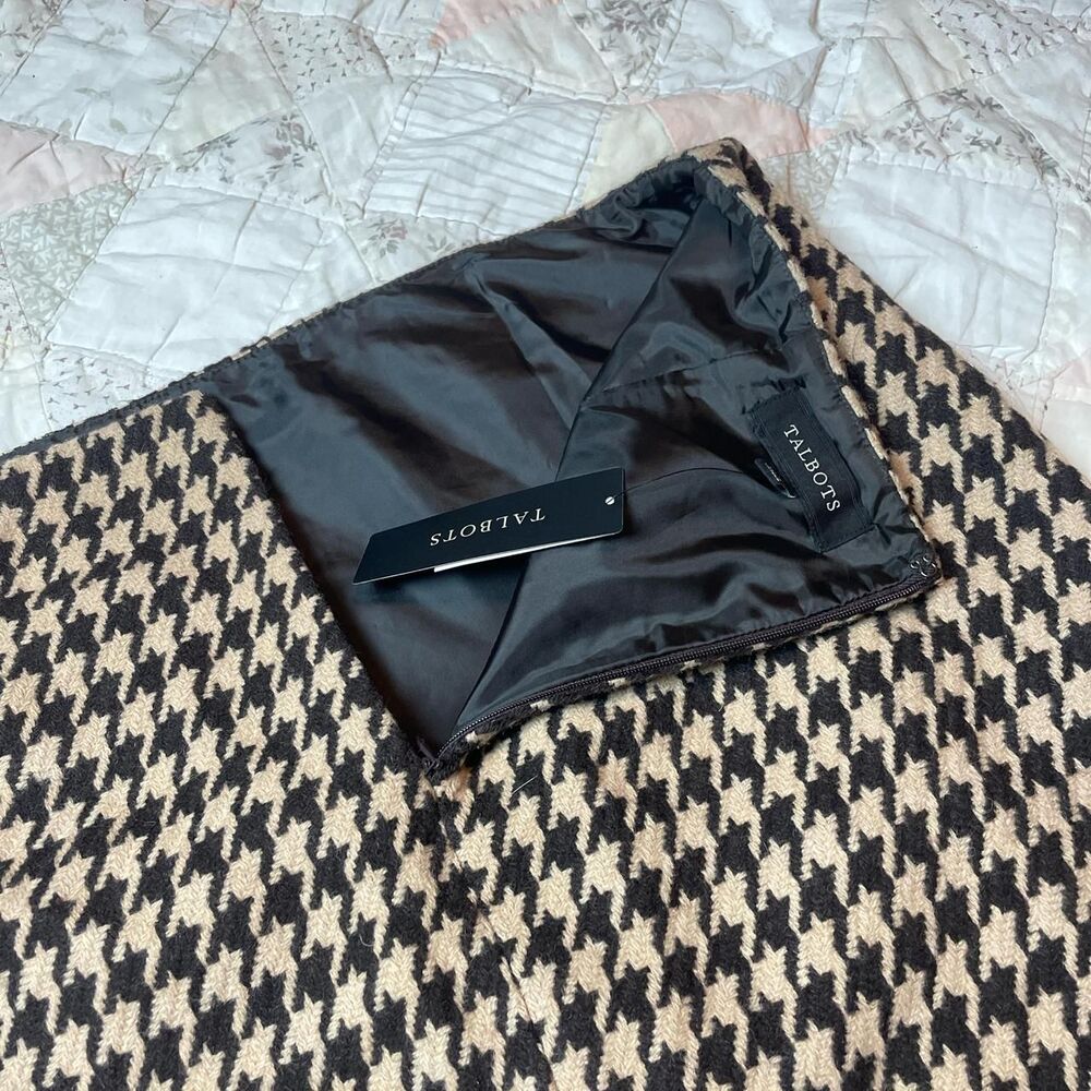 talbots fall brown and tan houndstooth wool pencil skirt size 10 nwt - Picture 8 of 8